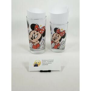 Vintage Walt Disney Co Mickey Minnie & Donald Drinking Glasses 1-8oz 1-10oz